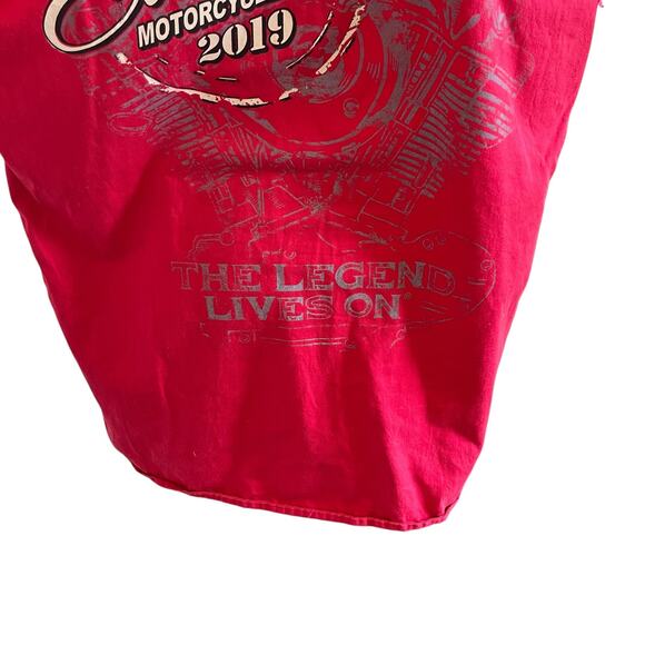 Sturgis Sleeveless Shirt Men's Size Large Red Raw Hem 2019 Motorcycle Rally - Picture 5 of 13